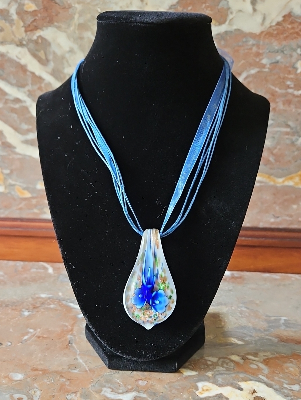 Murano Art Glass Flower Pendant